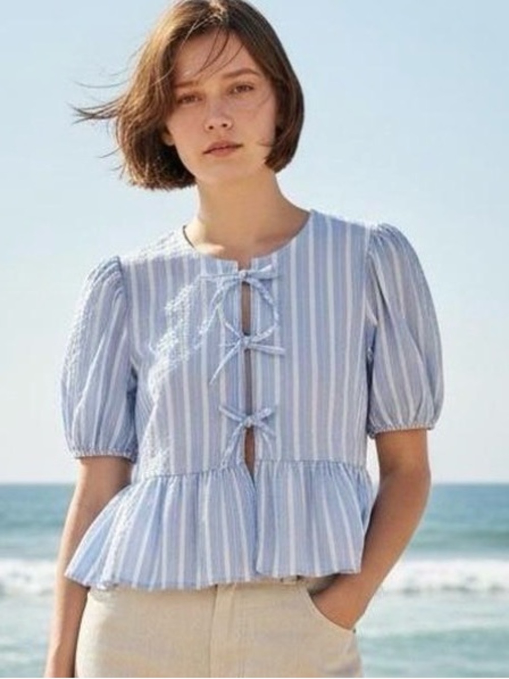 H&M Stripped Peplum Top